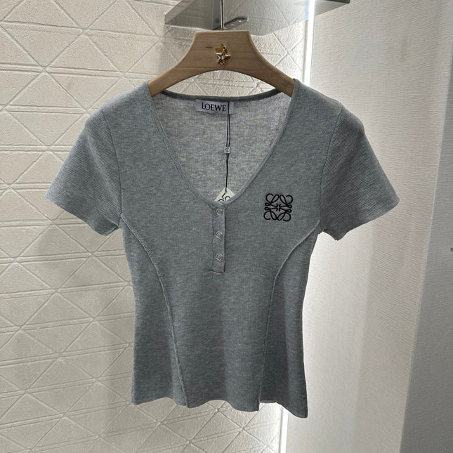 Loewe 25 T-Shirt V-Neck Grey Cotton