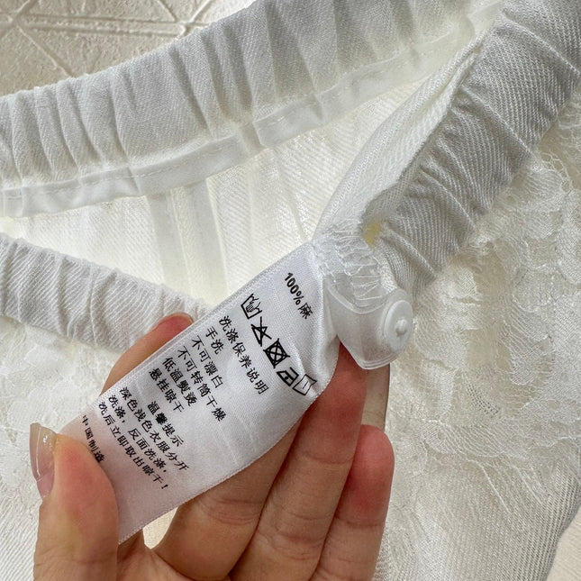 CHANEL WHITE WIDE-LEG DRAWSTRING SOFT FABRIC PANTS