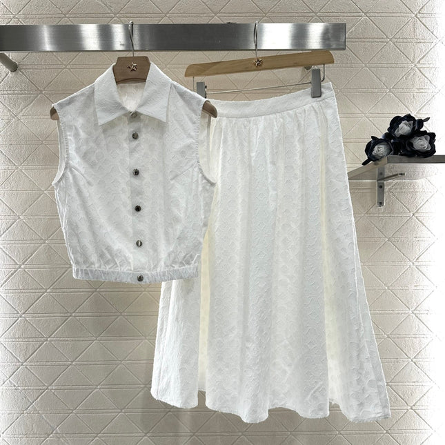LV 25S SLEEVELESS JACQUARD SHIRT DRESS SET 265640