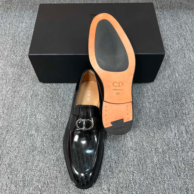 CD SYMBOL GRANVILLE LOAFER  GLOSSY BLACK MONOGRAM LAMBSKIN