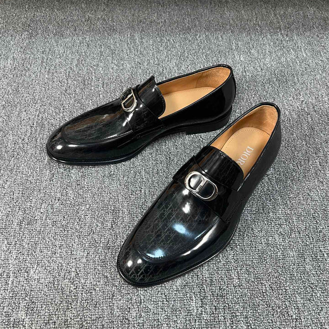 CD SYMBOL GRANVILLE LOAFER  GLOSSY BLACK MONOGRAM LAMBSKIN