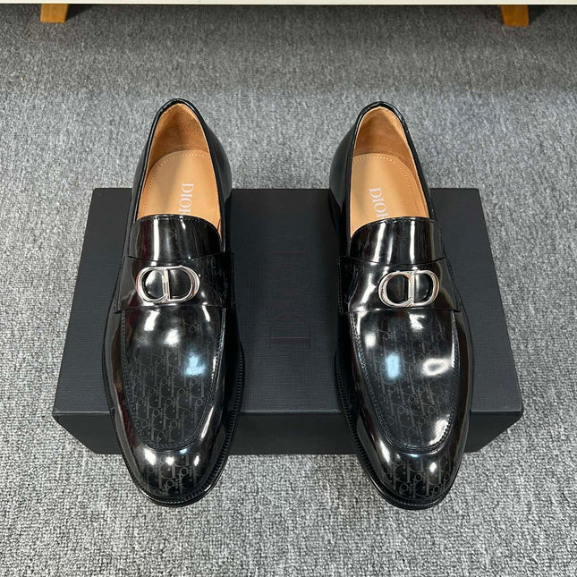 CD SYMBOL GRANVILLE LOAFER  GLOSSY BLACK MONOGRAM LAMBSKIN