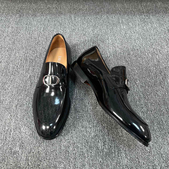 CD SYMBOL GRANVILLE LOAFER  GLOSSY BLACK MONOGRAM LAMBSKIN
