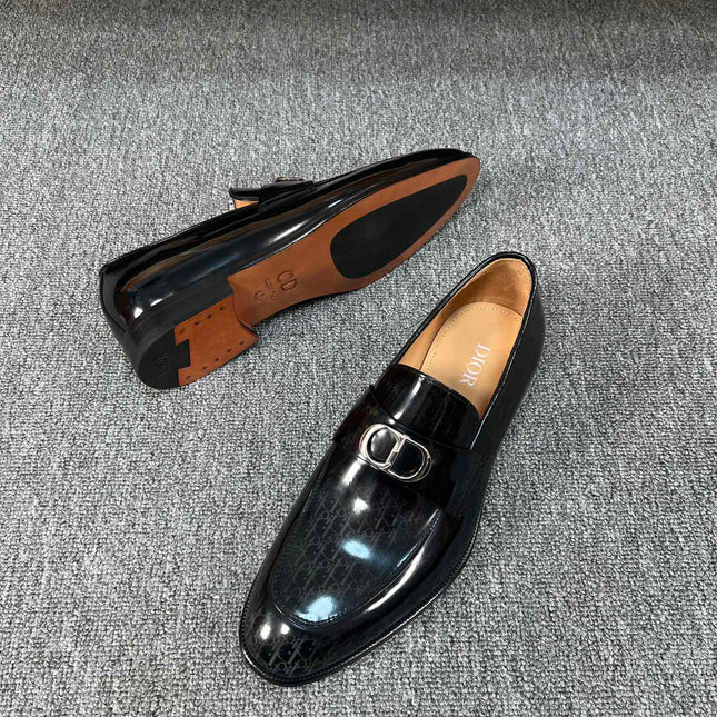 CD SYMBOL GRANVILLE LOAFER  GLOSSY BLACK MONOGRAM LAMBSKIN