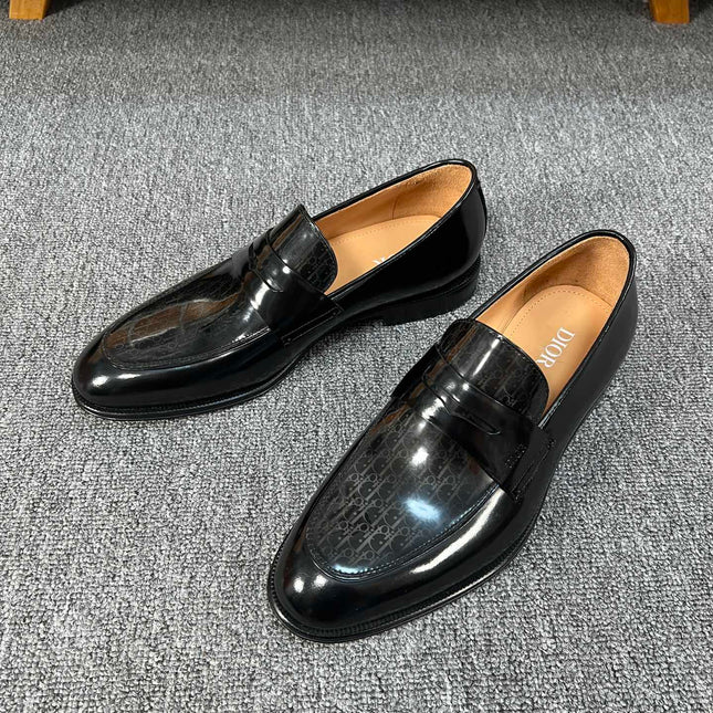 CD GRANVILLE LOAFER  GLOSSY BLACK MONOGRAM LAMBSKIN