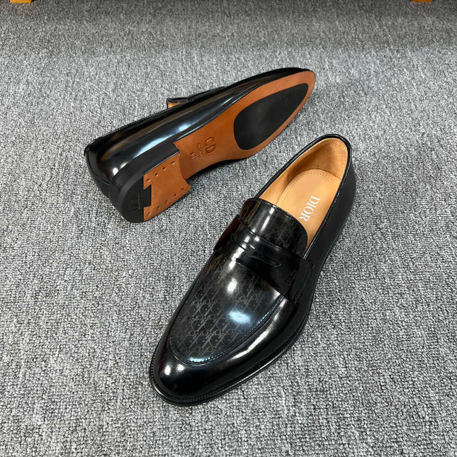 CD GRANVILLE LOAFER  GLOSSY BLACK MONOGRAM LAMBSKIN