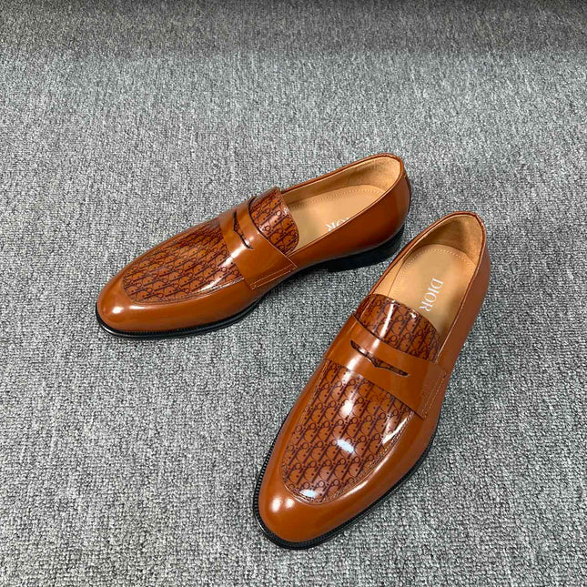 CD GRANVILLE LOAFER  GLOSSY SIENNA MONOGRAM LAMBSKIN