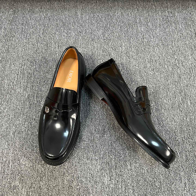 CD GRANVILLE EDGE BEADS LOAFER GLOSSY BLACK CALFSKIN