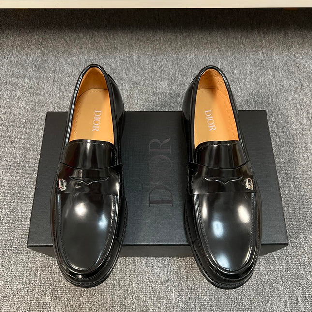 CD GRANVILLE EDGE BEADS LOAFER GLOSSY BLACK CALFSKIN