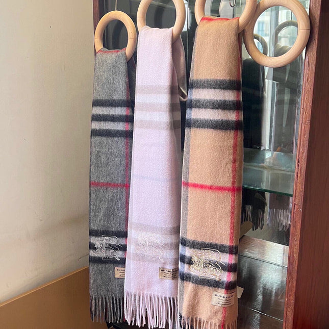 CLASSIC CHECK SCARF 180 CM IN PASTEL PINK CASHMERE 394770