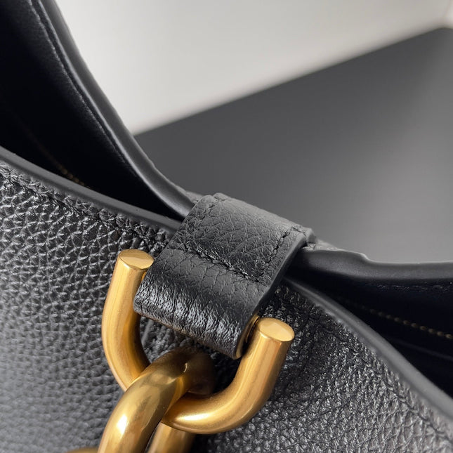 GOLD LOCKER SHOULDER BAG 62 IN BLACK CALFSKIN