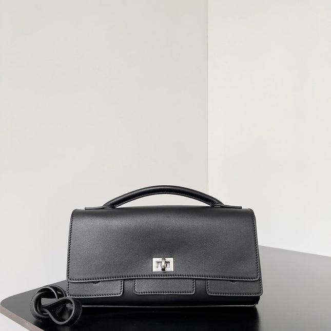 BEL AIR CLUTCH 27 IN BLACK NAPPA LAMBSKIN SILVER HARDWARE