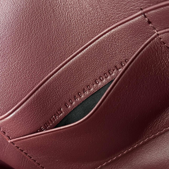 BEL AIR CLUTCH 27 IN BURGUNDY RED NAPPA LAMBSKIN GOLD HARDWARE