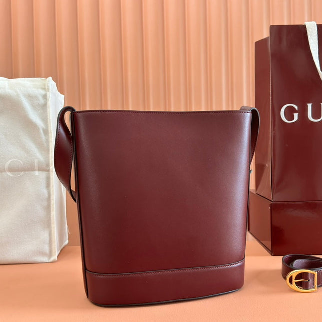 73 MEDIUM BUCKET BAG 27.5 IN ROSSO ANCORA RED SMOOTH CALFSKIN