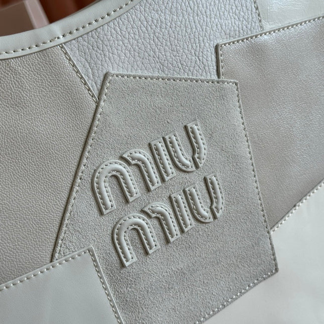 IVY TOTE BAG 40 IN CHALK WHITE PATCHWORK CALFSKIN