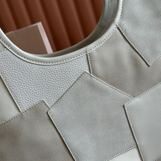 IVY TOTE BAG 40 IN CHALK WHITE PATCHWORK CALFSKIN