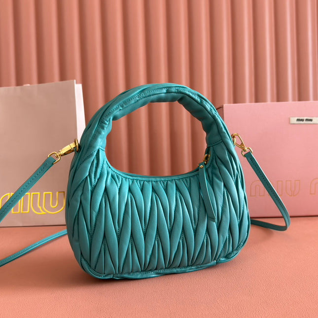 WANDER MATELASSÉ HANDBAG 23 IN LAGOON BLUE LAMBSKIN
