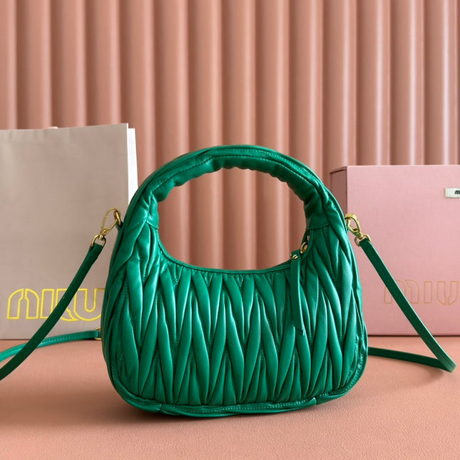 WANDER MATELASSÉ HANDBAG 23 IN PINE GREEN LAMBSKIN