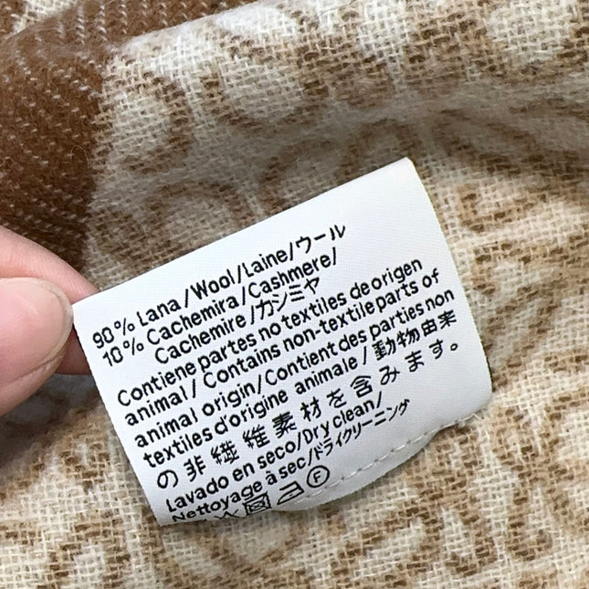 ANAGRAM WOOL JACQUARD BLANKET SHAWL 140 CM CAMEL BEIGE 413661
