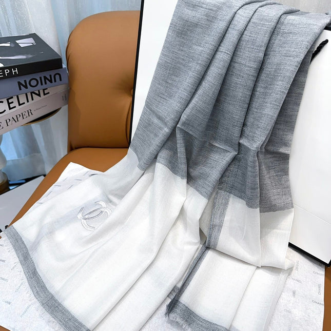 SCARF 200 CM IN DOVE GRAY MIX WHITE CASHMERE 402260