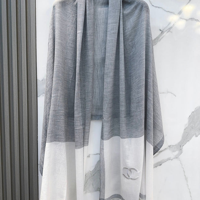 SCARF 200 CM IN DOVE GRAY MIX WHITE CASHMERE 402260