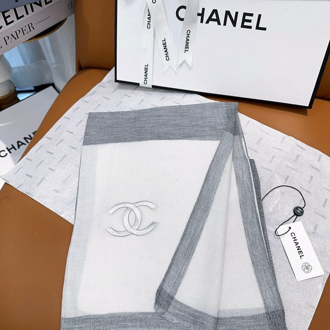SCARF 200 CM IN DOVE GRAY MIX WHITE CASHMERE 402260