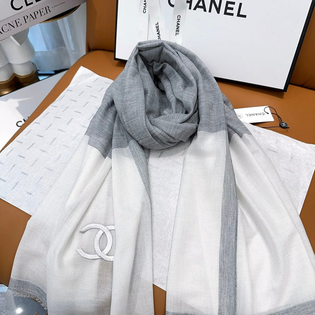 SCARF 200 CM IN DOVE GRAY MIX WHITE CASHMERE 402260