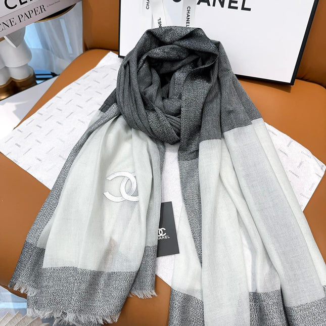 SCARF 200 CM IN MOUSE GRAY MIX WHITE CASHMERE 402261