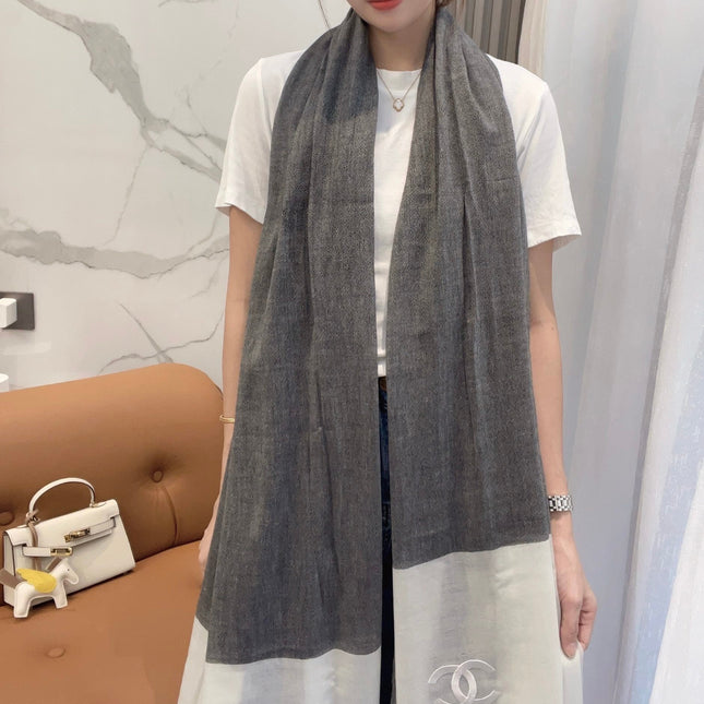 SCARF 200 CM IN MOUSE GRAY MIX WHITE CASHMERE 402261