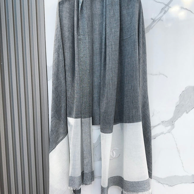 SCARF 200 CM IN SHADOW GRAY MIX WHITE CASHMERE 402262