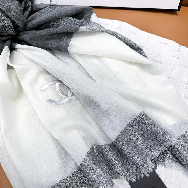 SCARF 200 CM IN SHADOW GRAY MIX WHITE CASHMERE 402262