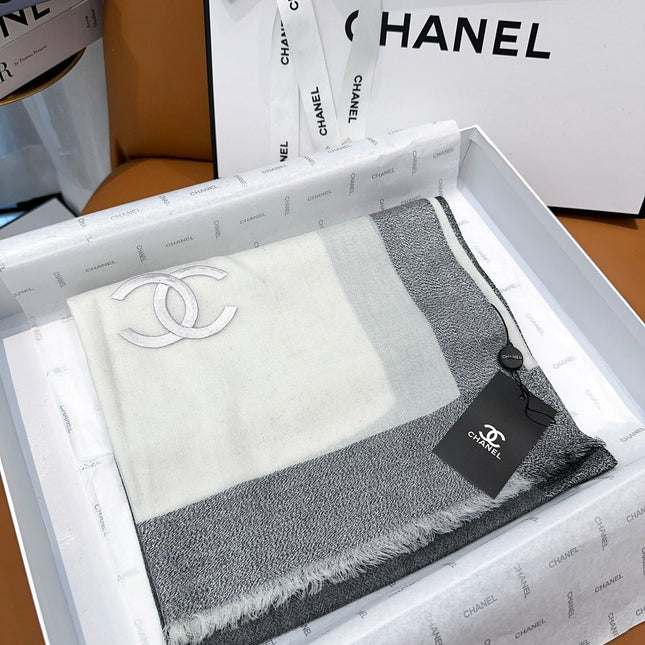 SCARF 200 CM IN SHADOW GRAY MIX WHITE CASHMERE 402262