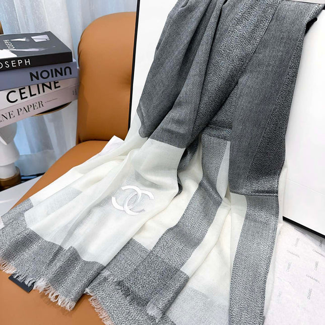 SCARF 200 CM IN SHADOW GRAY MIX WHITE CASHMERE 402262