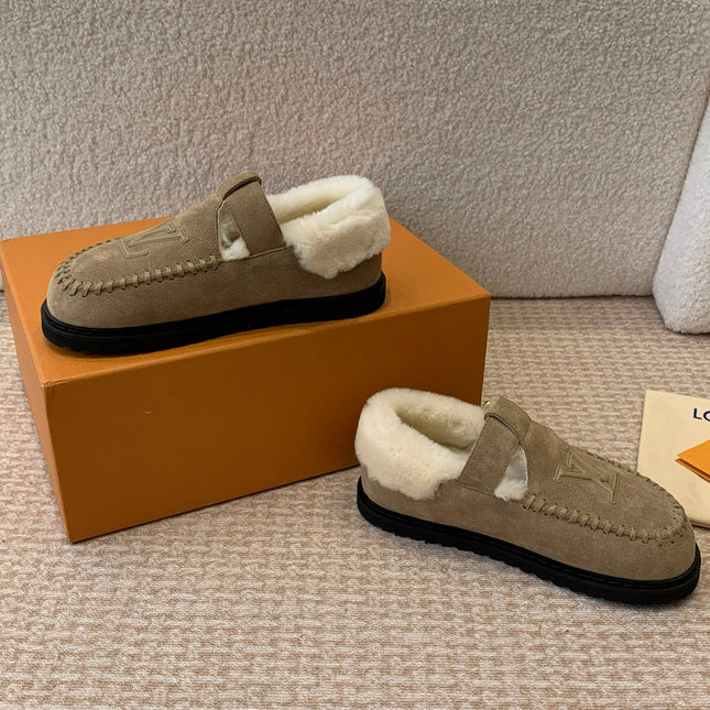 COLORADO COMFORT MARY JANE IN KHAKI GREEN SUEDE AND SHEARLING LINING