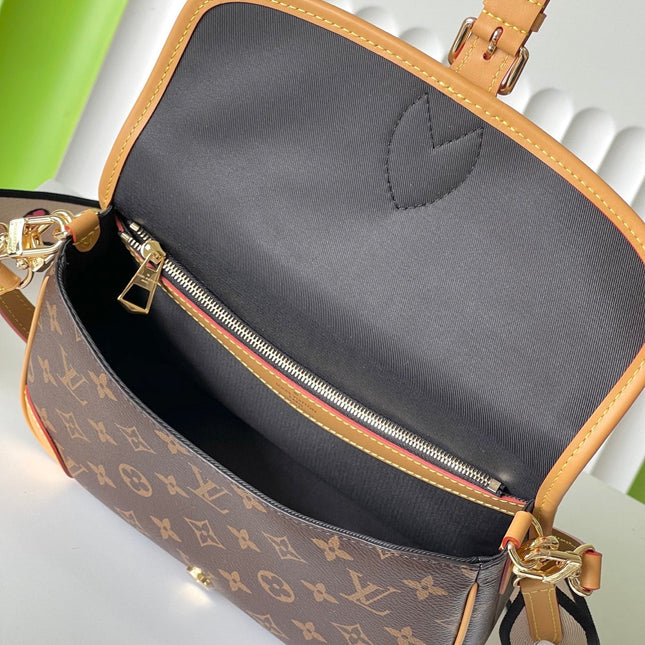 DIANE 25 IN BROWN MONOGRAM CANVAS TANNED COWHIDE