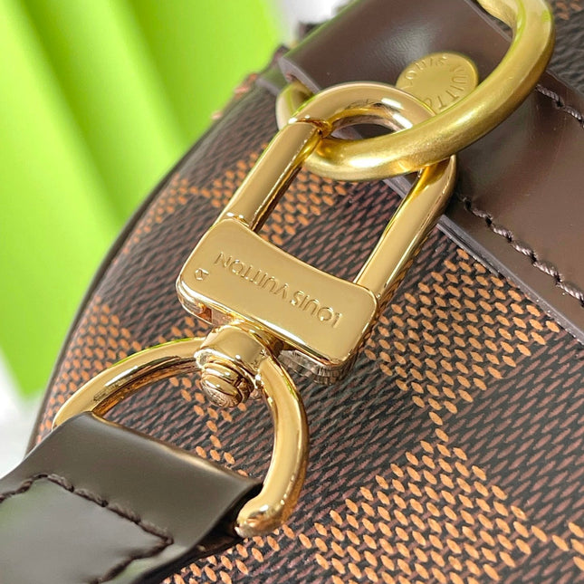 SPEEDY BANDOLIÈRE 30 IN DARK BROWN DAMIER EBENE CANVAS GOLD LOCK