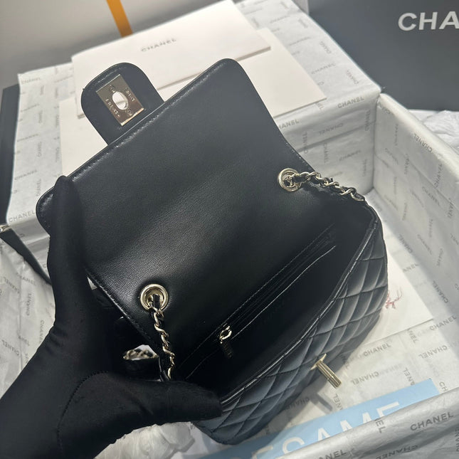 23P Flap Bag Black White Tweed Silver Hardware