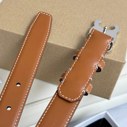 MEDIUM TRIOMPHE BELT 25MM BRONZE BROWN LEATHER SILVER HARDWARE