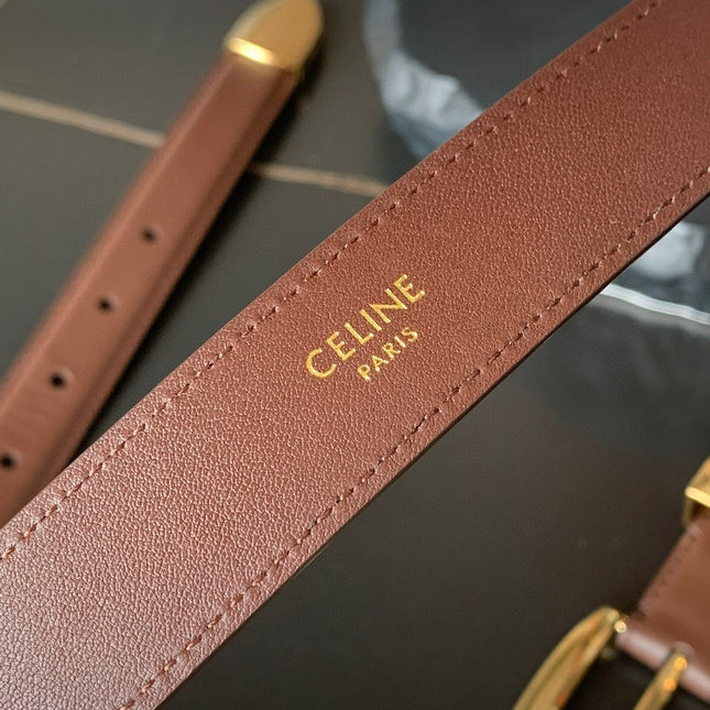BELT 25MM MEDIUM WESTERN IN DARK BROWN CALFSKIN GOLD BUCKLE