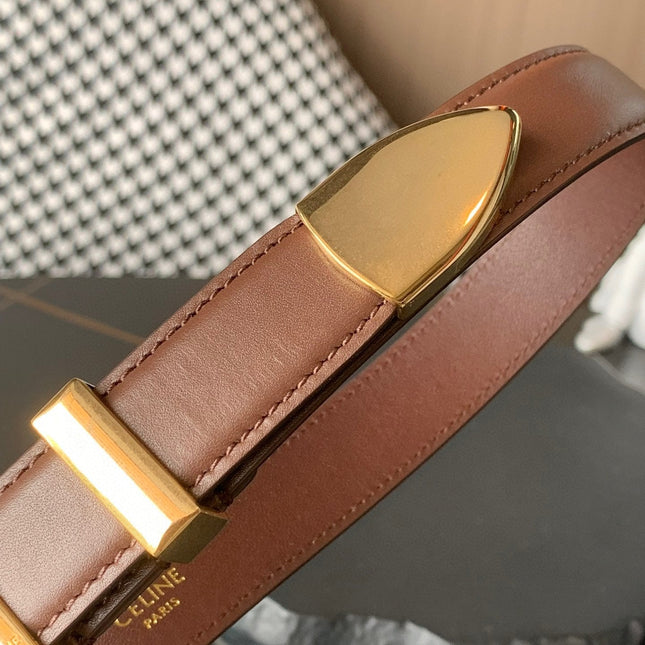 BELT 25MM MEDIUM WESTERN IN DARK BROWN CALFSKIN GOLD BUCKLE
