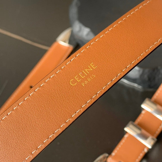 BELT 25MM MEDIUM WESTERN IN BROWN CALFSKIN SILVER BUCKLE