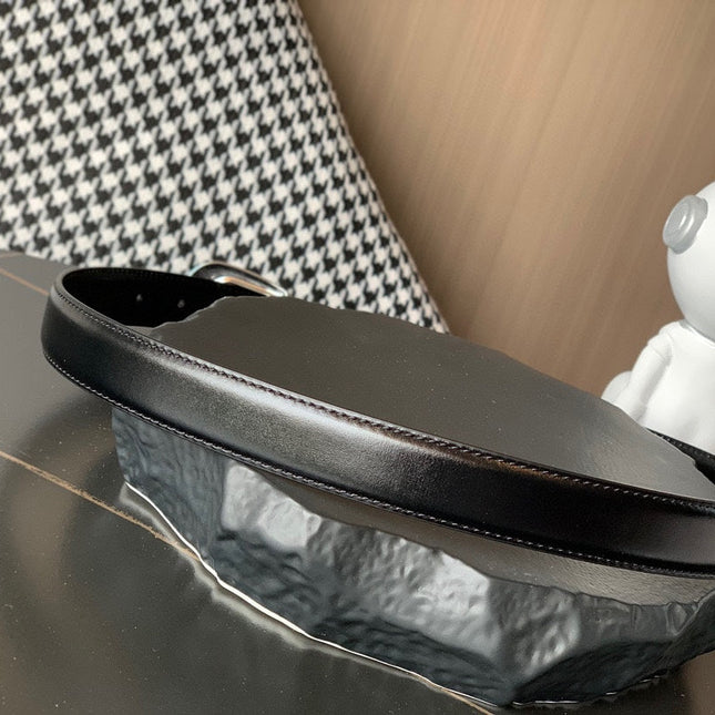 BELT 25MM MEDIUM WESTERN IN BLACK CALFSKIN WITH SILVER BUCKLE