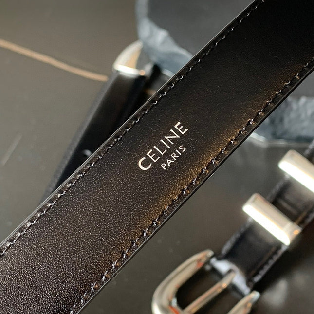 BELT 25MM MEDIUM WESTERN IN BLACK CALFSKIN WITH SILVER BUCKLE
