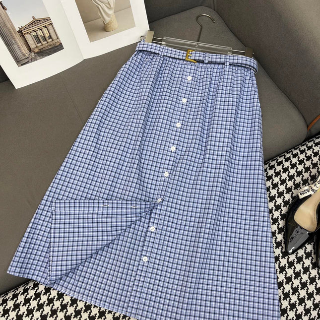 MATCHING SET WITH TOP AND BLUE PLAID MINI SKIRT