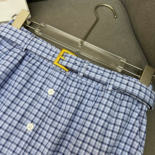 MATCHING SET WITH TOP AND BLUE PLAID MINI SKIRT