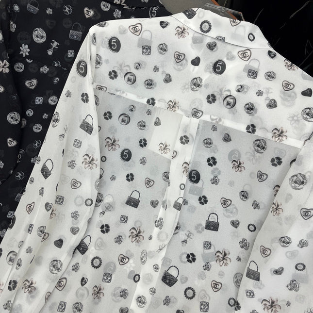LONG-SLEEVE BUTTON-UP SHIRT WITH SIGNATURE LOGO PRINT