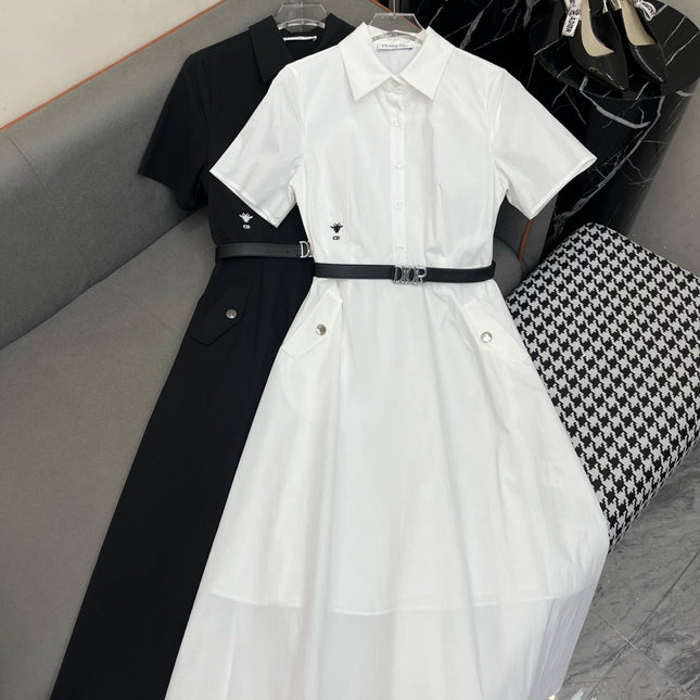 SHIRT DRESS COTTON FABRIC BEE EMBROIDERY DECORATION 266704