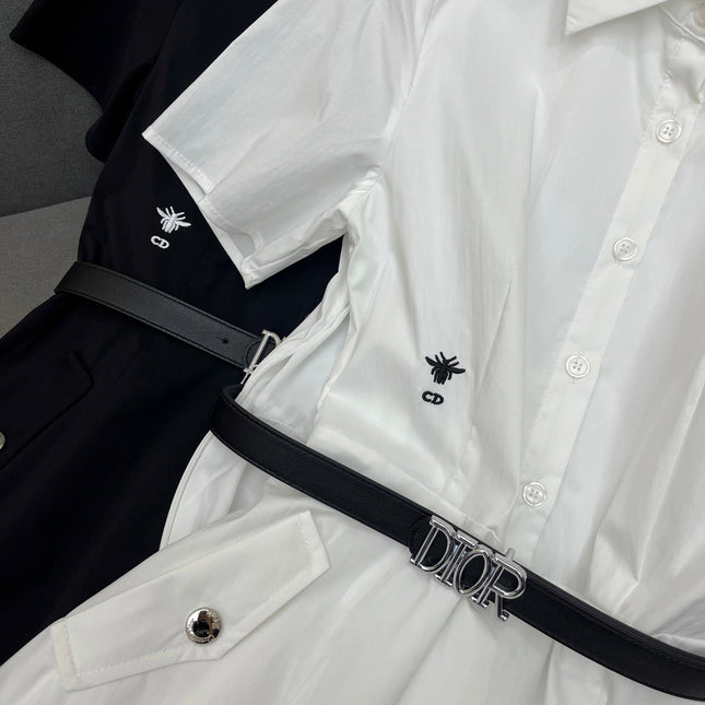 SHIRT DRESS COTTON FABRIC BEE EMBROIDERY DECORATION 266704