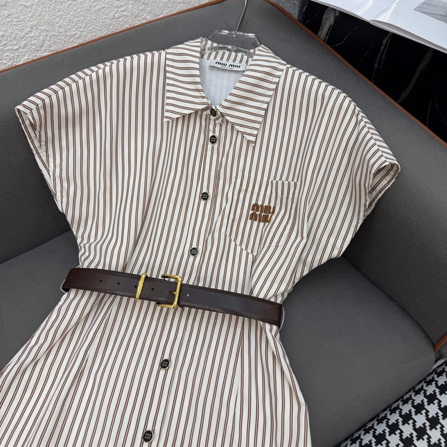 MM STRIPED LAPEL DRESS 25S IN POLYESTER 266615