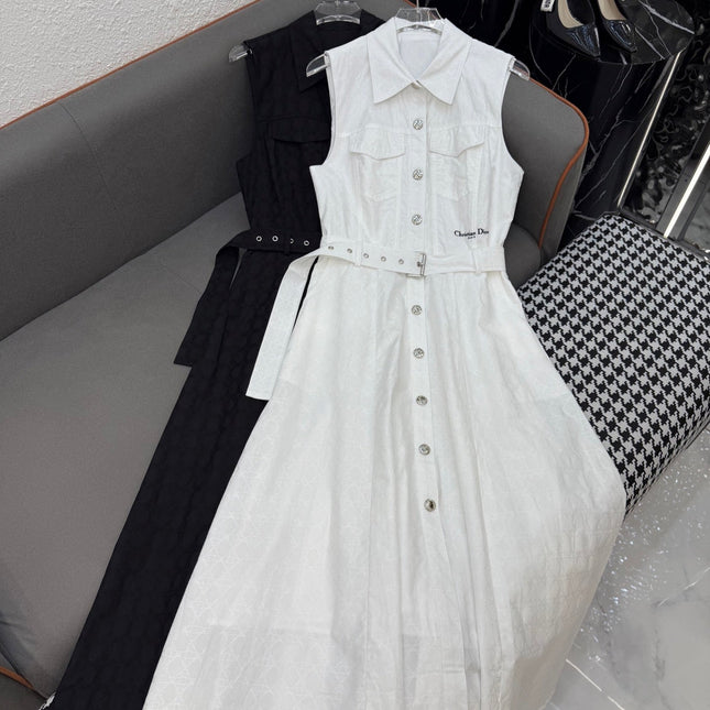 DIOR SLEEVELESS DRESS 25S IN DIAMONDPATTERNED COTTON JACQUARD 266620